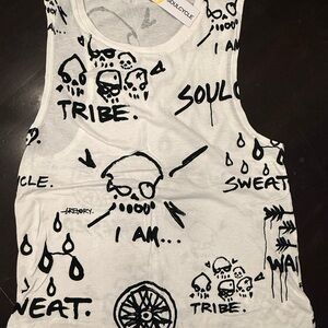 SoulCycle Kids Tank Top - White with Black Graphics